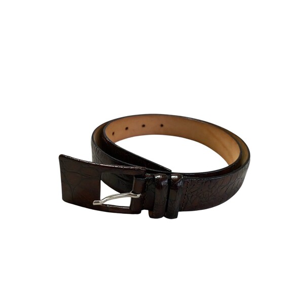 Roberto Piccinetti Leather Belt Size Medium Textured Brown Made In Italy Vintage - Picture 1 of 4
